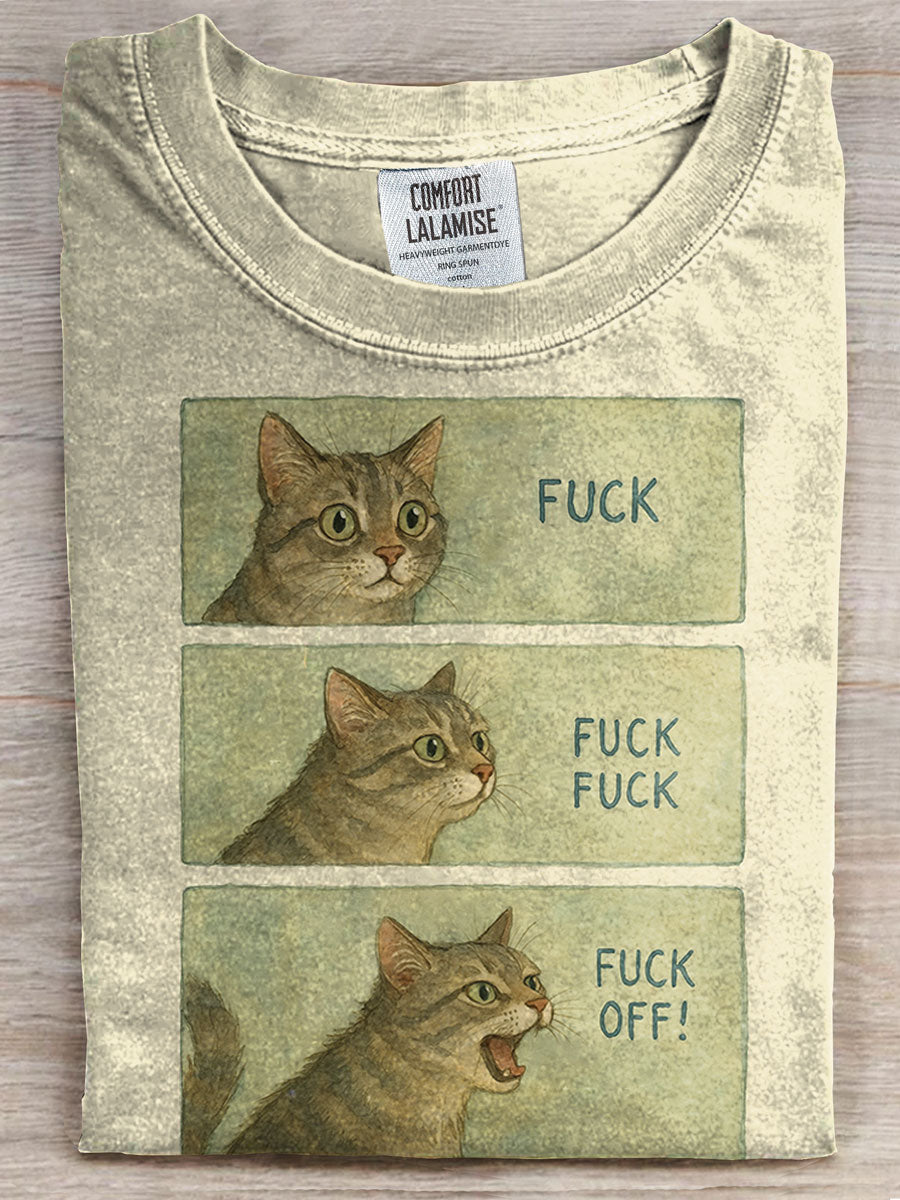 Funny Cat Printed Casual T-shirt