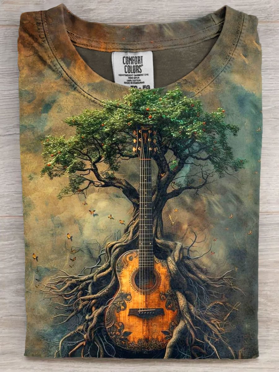 Vintage Roots of strings Art Print Casaul Short Sleeve T-shirt