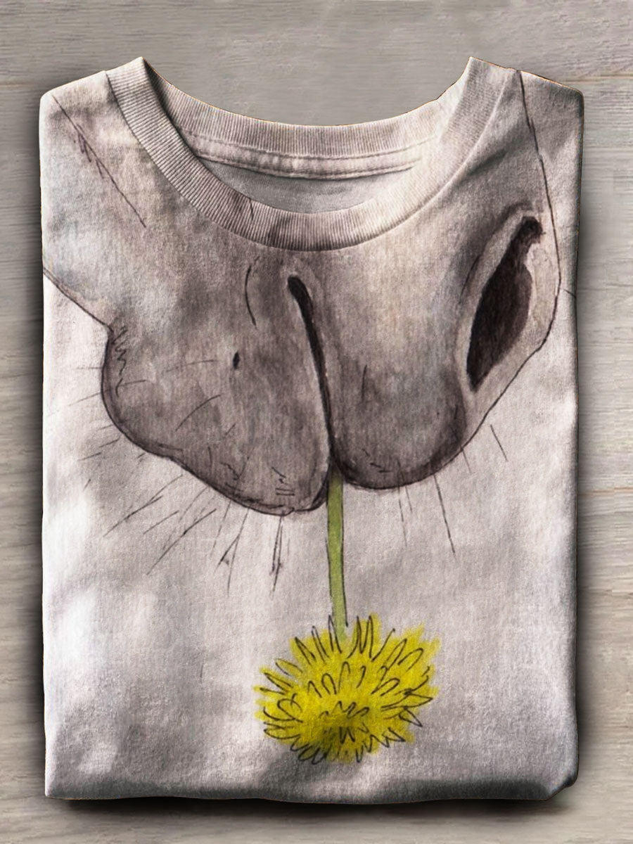 Damen Vintage Art Print Casaul T-Shirt