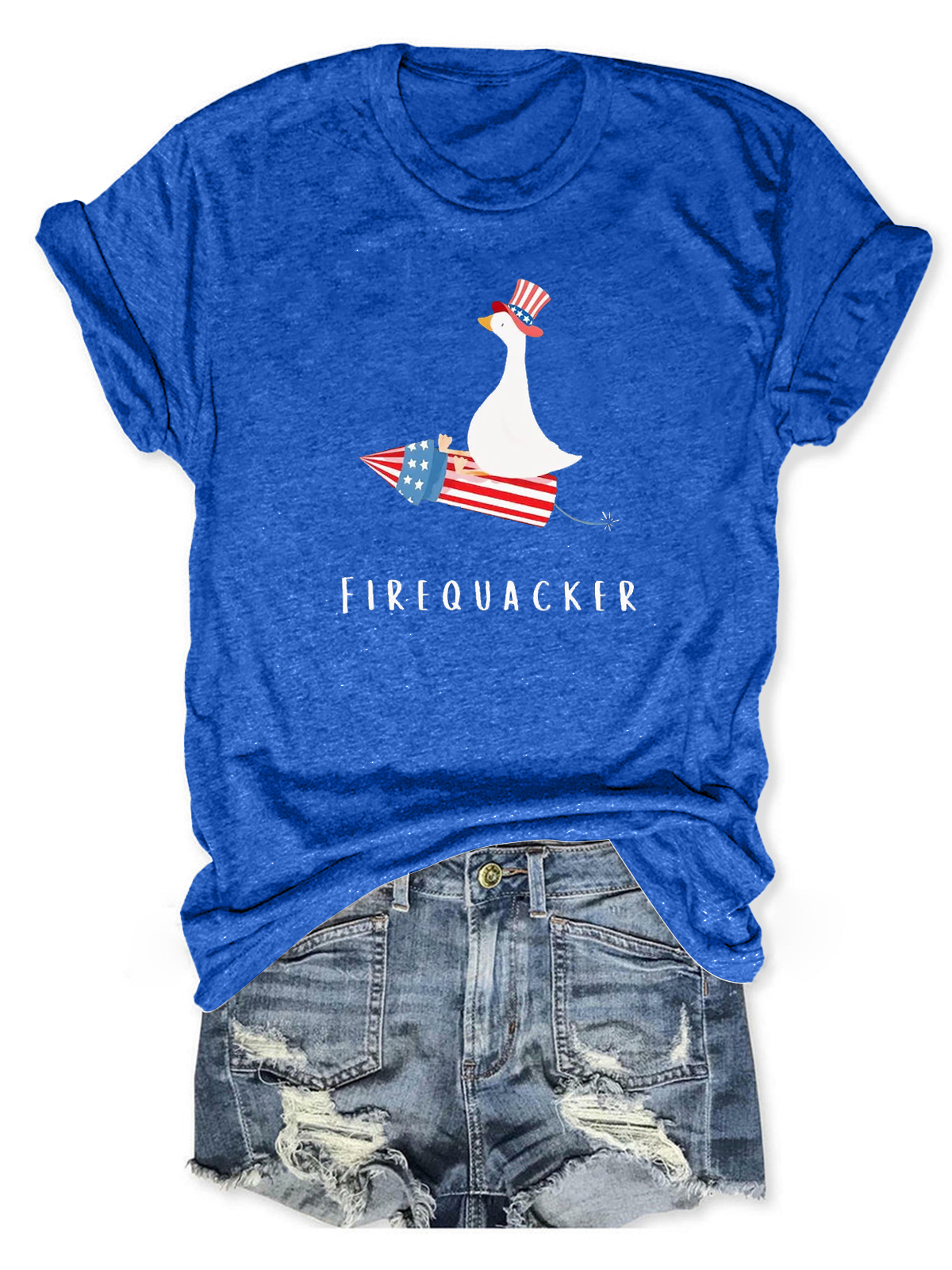 4th Of July Firequacker Goose Printed T-shirts