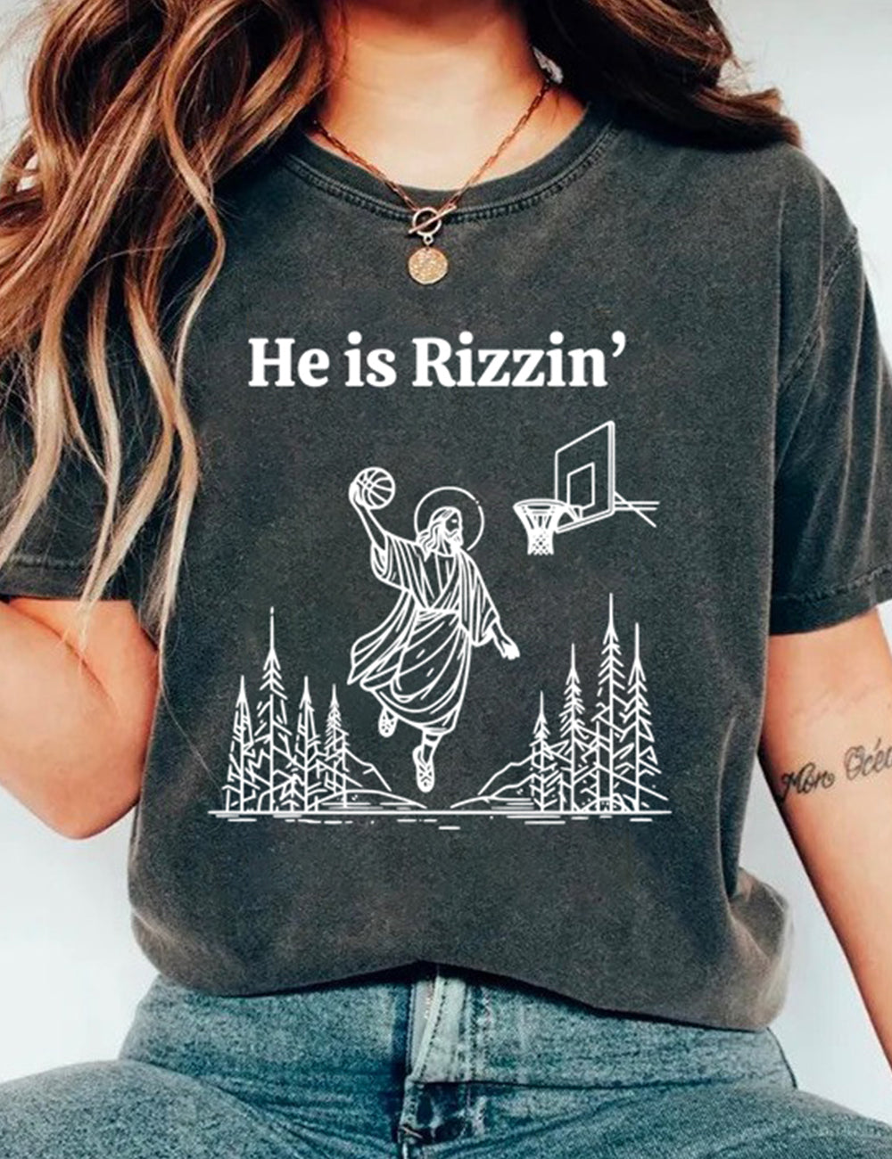 He Is Rizzin' Easter Graphic Tee