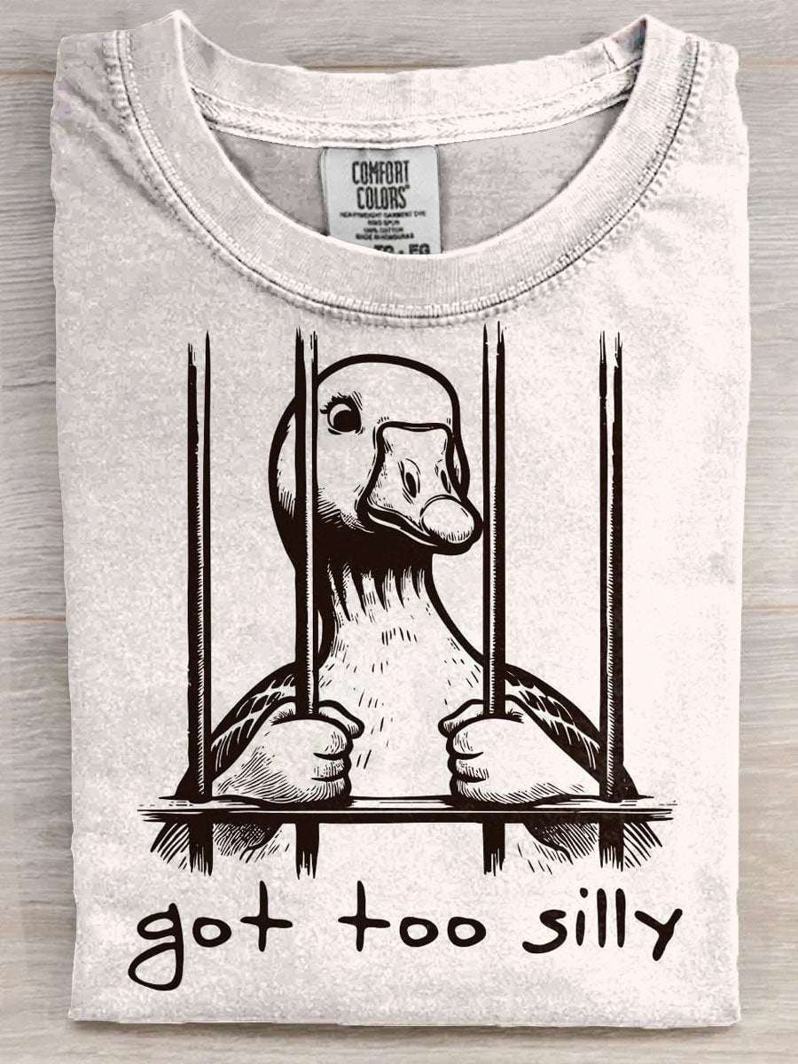 Funny Got Too Silly Duck Art Print Casaul Short Sleeve T-shirt