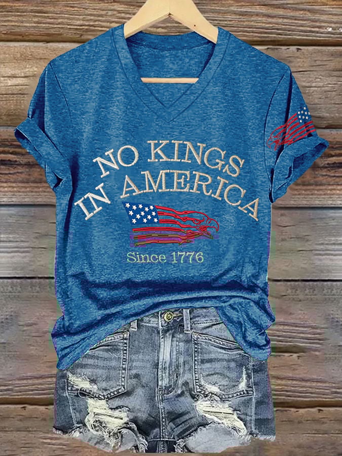 Retro No Kings In America Since 1776 Print T-Shirt
