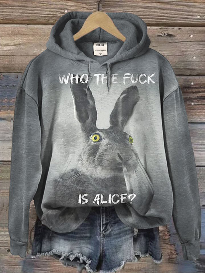 Who The Fuck Bunny Art Print Casual Sweatshirt