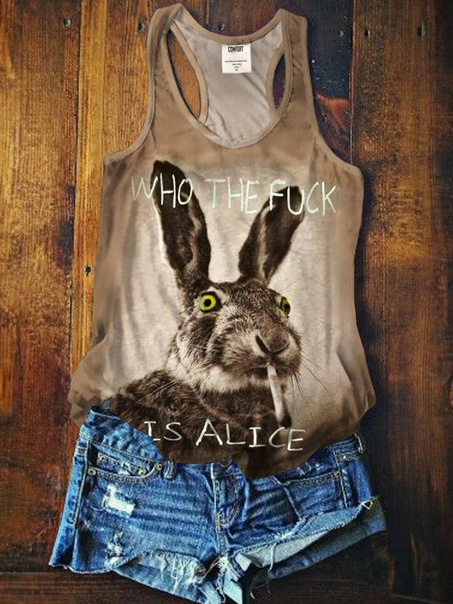 Bad Bunny Gelbes, lustiges, lässiges Tanktop mit Cartoon-Aufdruck