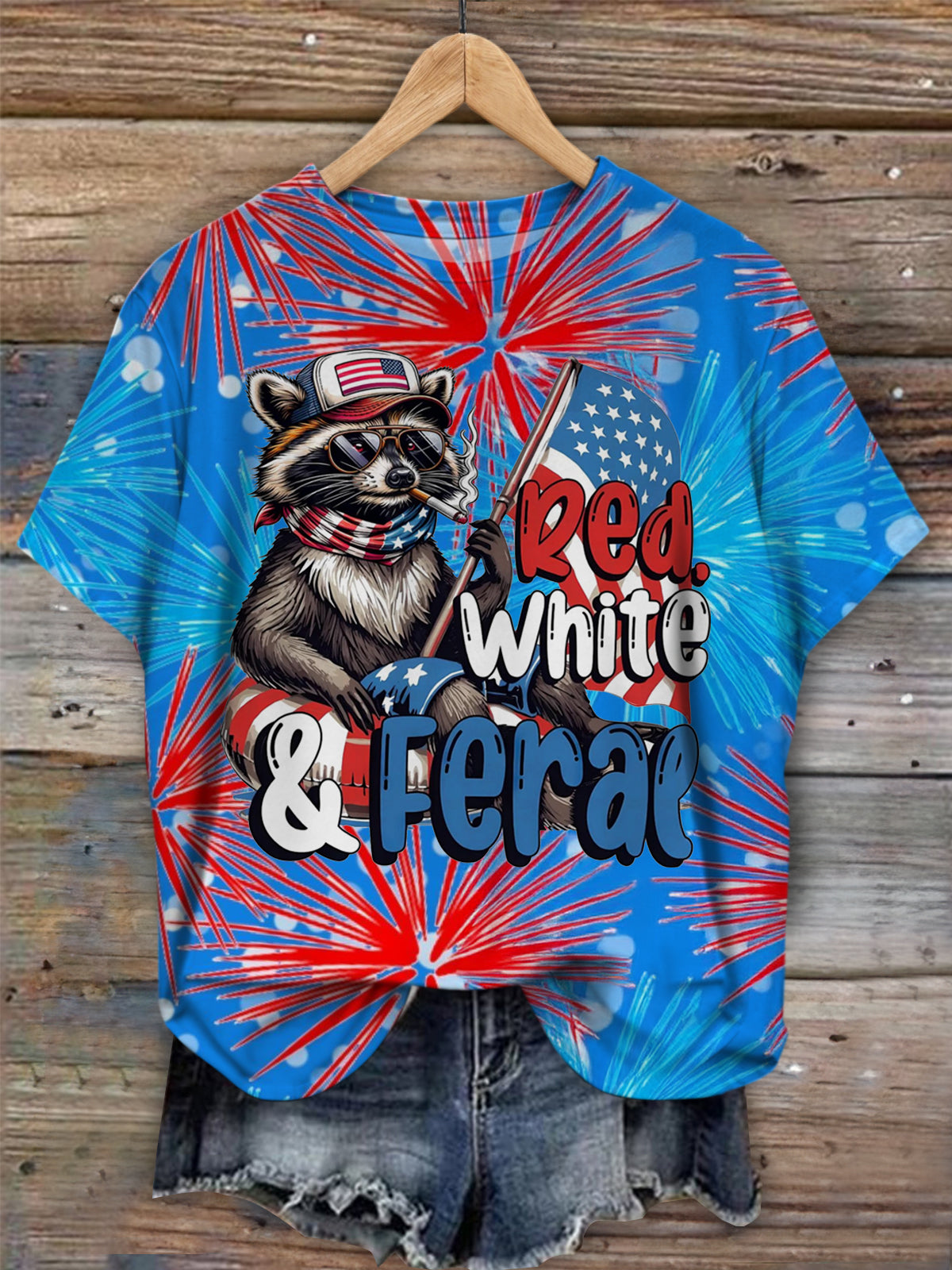 Cute Red White And Feral Funny USA Shirt