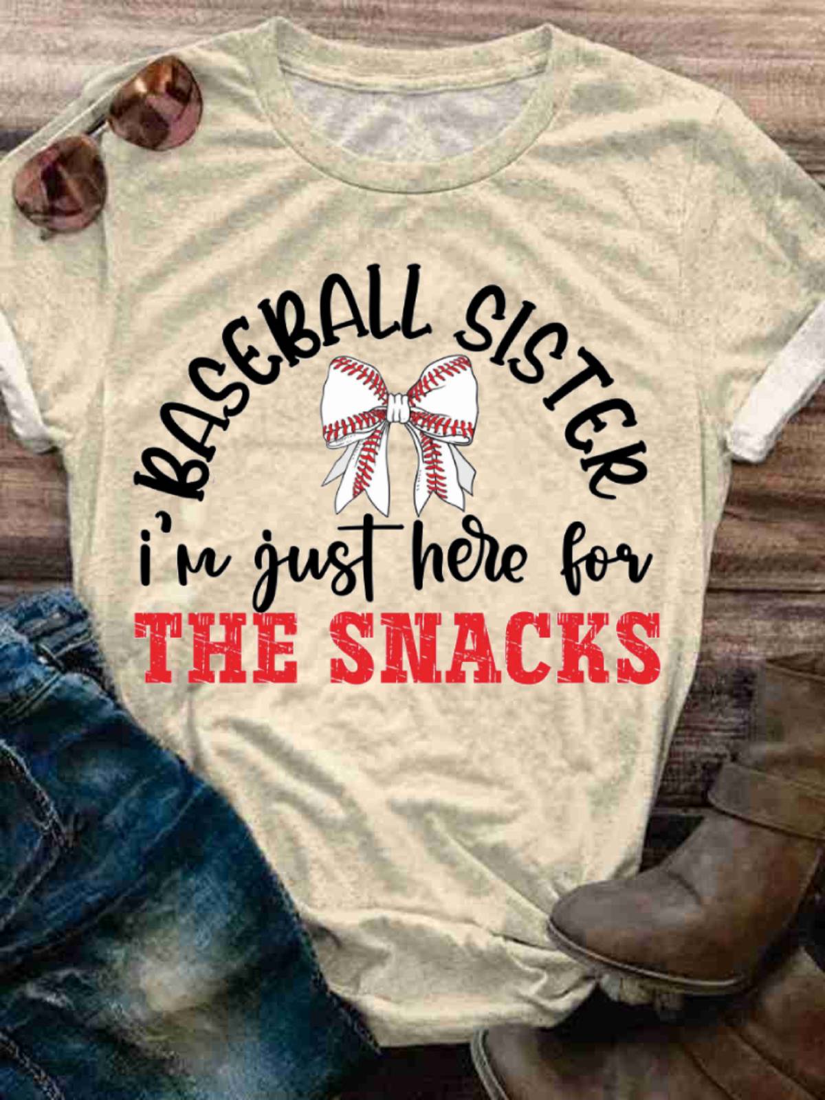 Women's Baseball Print Crew Neck T-shirt