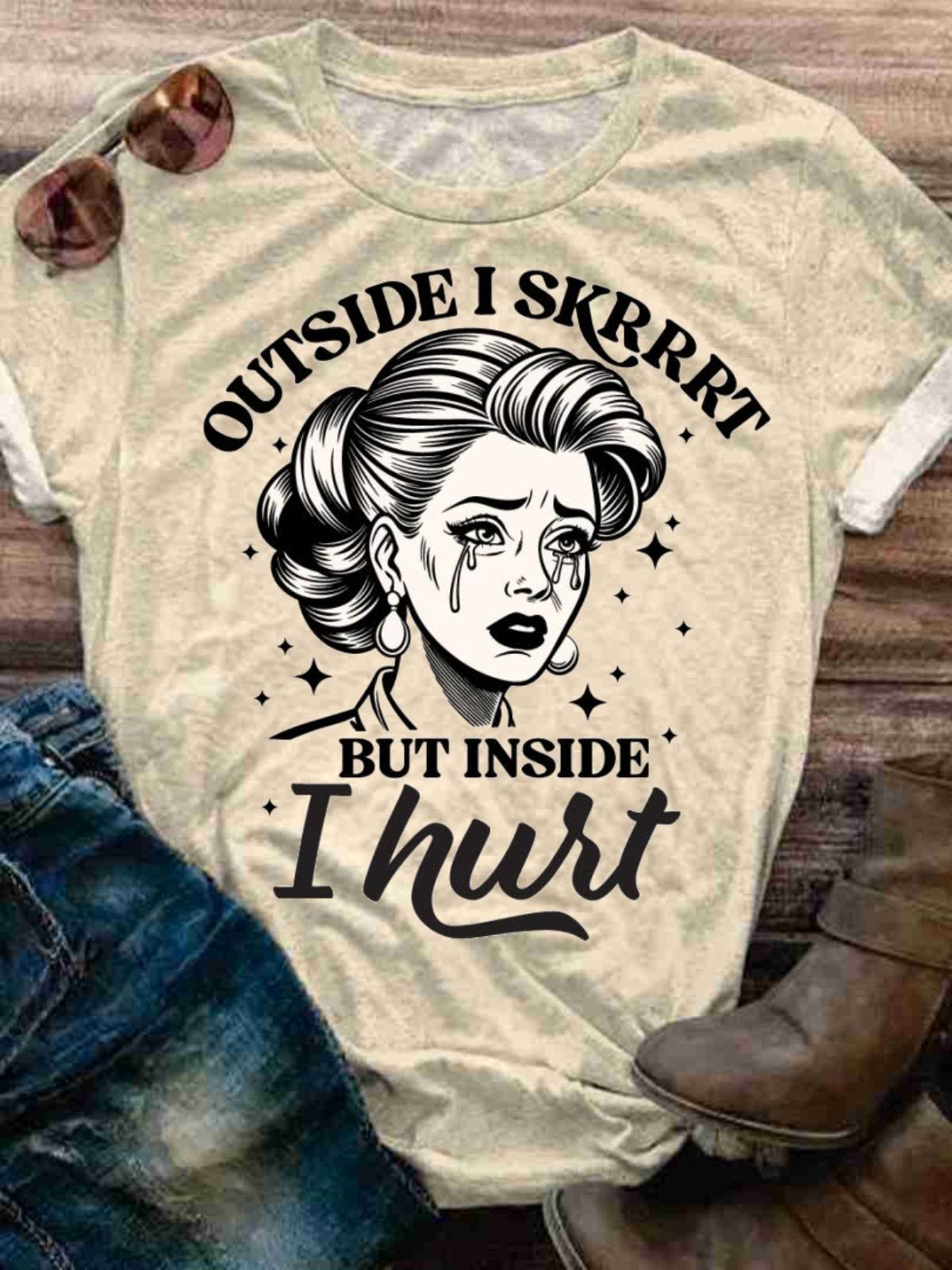 Women's Vintage Funny Print Crew Neck T-shirt