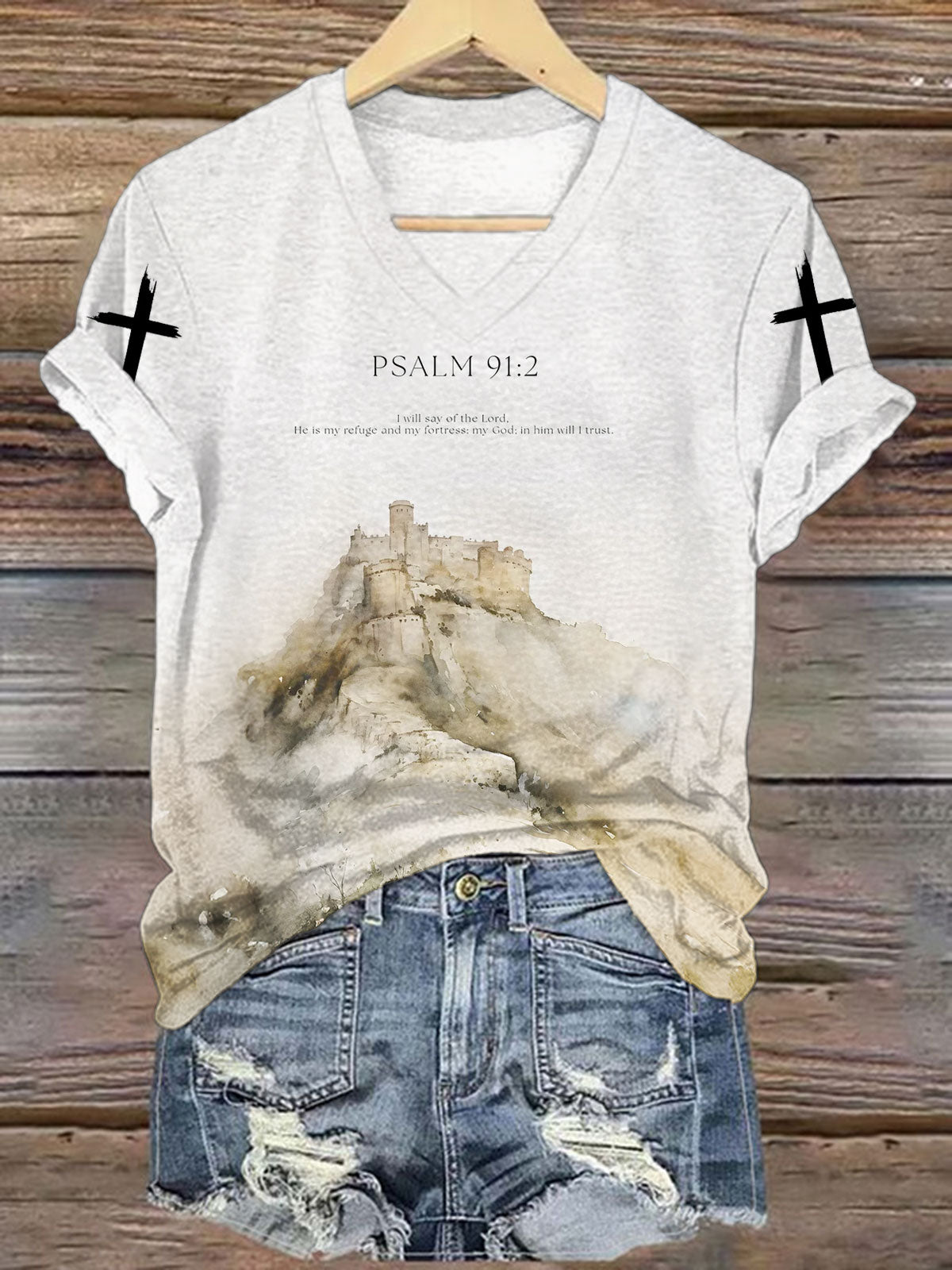 Psalm 23 4 Jeremiah 29 11 Psalm 91 2 Printed Jesus Shirt