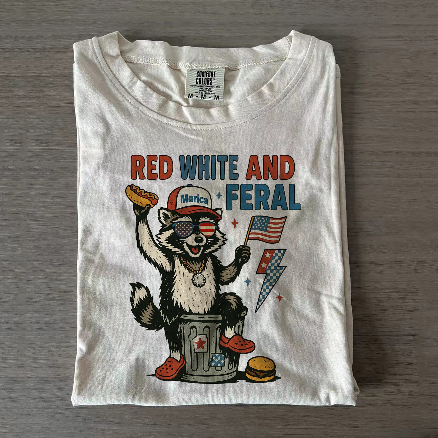 Red White And Feral Merica Raccoon T-shirts