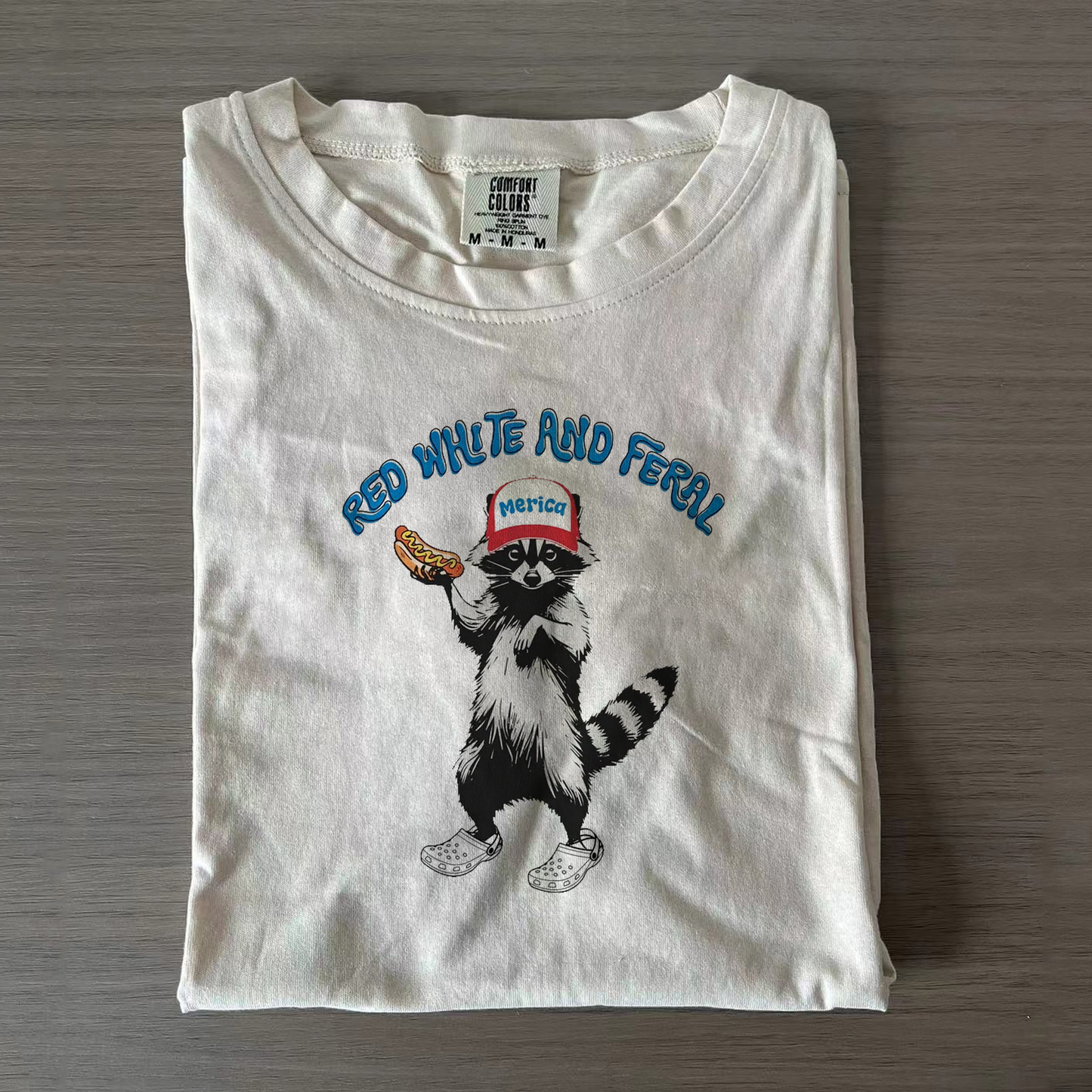 Funny 4th of July Feral Raccoon Hotdog T-shirts