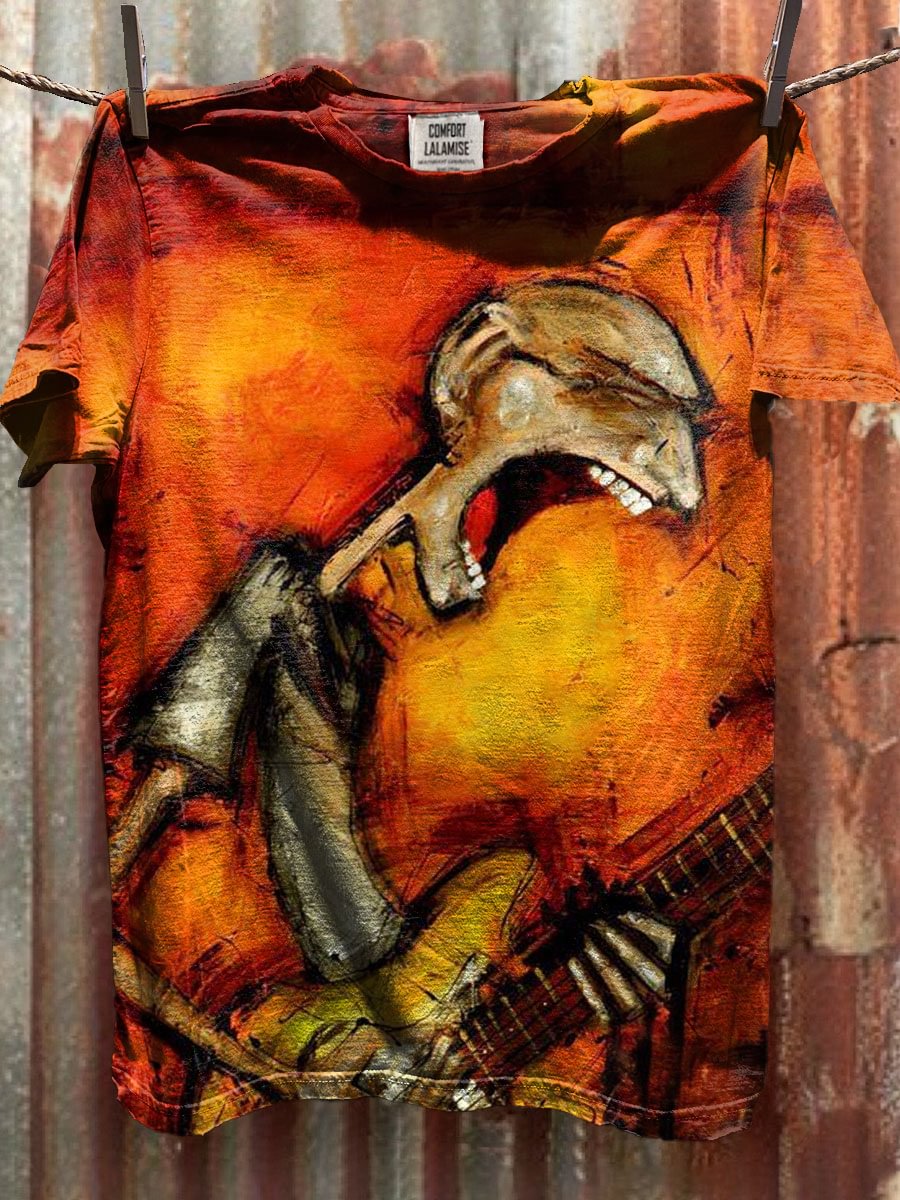 Abstrct Music Art Print Casual Short Sleeve T-shirt