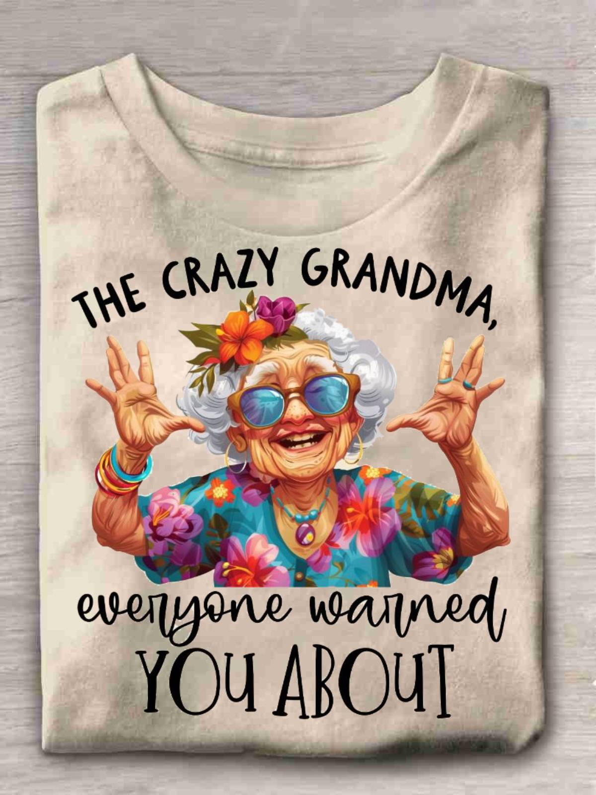 Women's Vintage Funny Print Crew Neck T-shirt