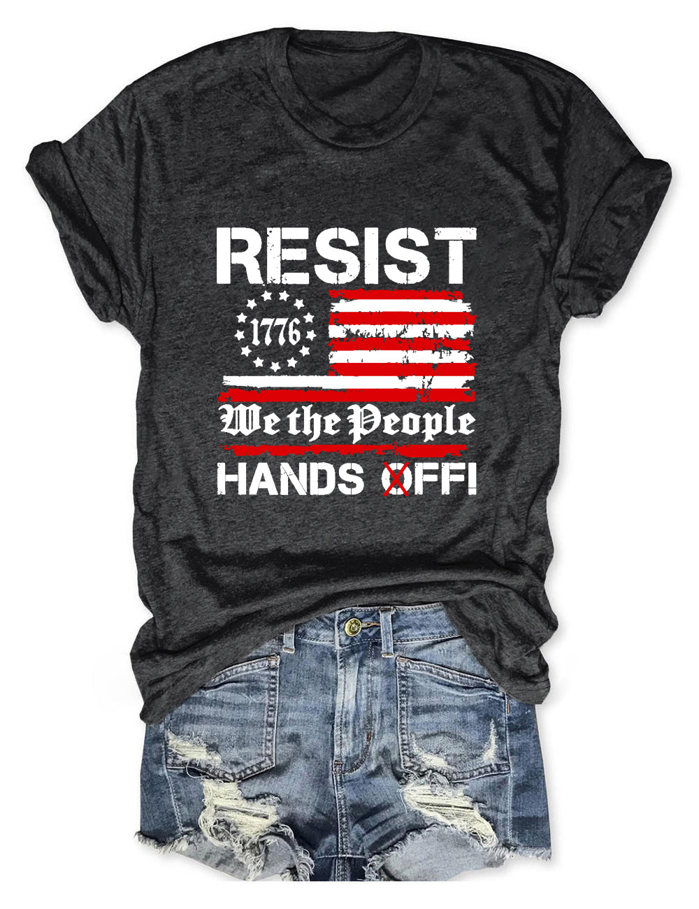Resist Hands Off We The People Protest Vintage American Flag T-Shirt