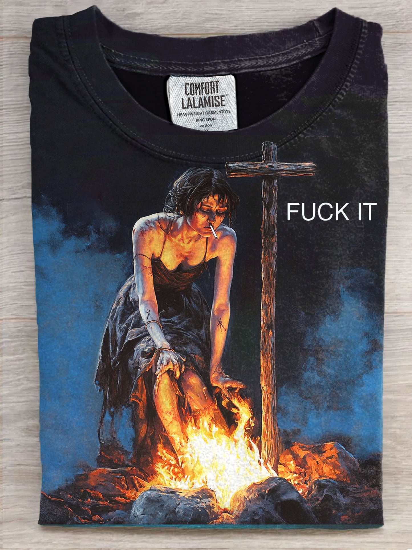 Burning Fuck It Art Print Casaul Short Sleeve T-shirt