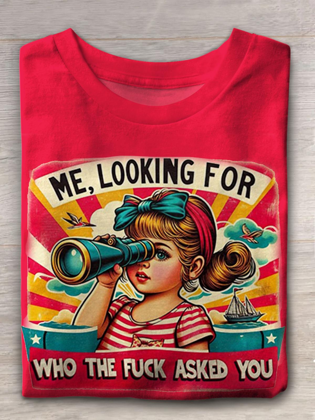 Women's Vintage Print Casaul Crew Neck T-shirt