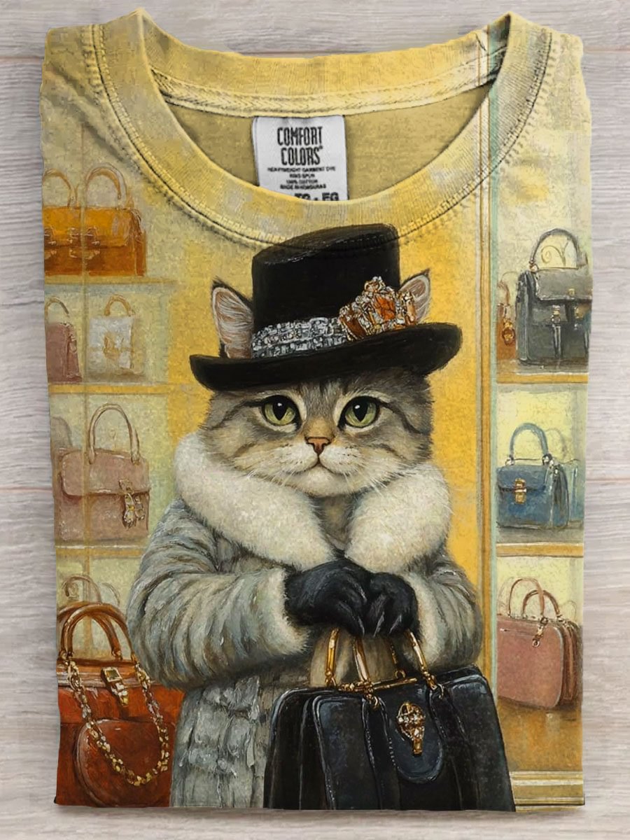 Fashion Cat Art Casaul Short Sleeve T-shirt