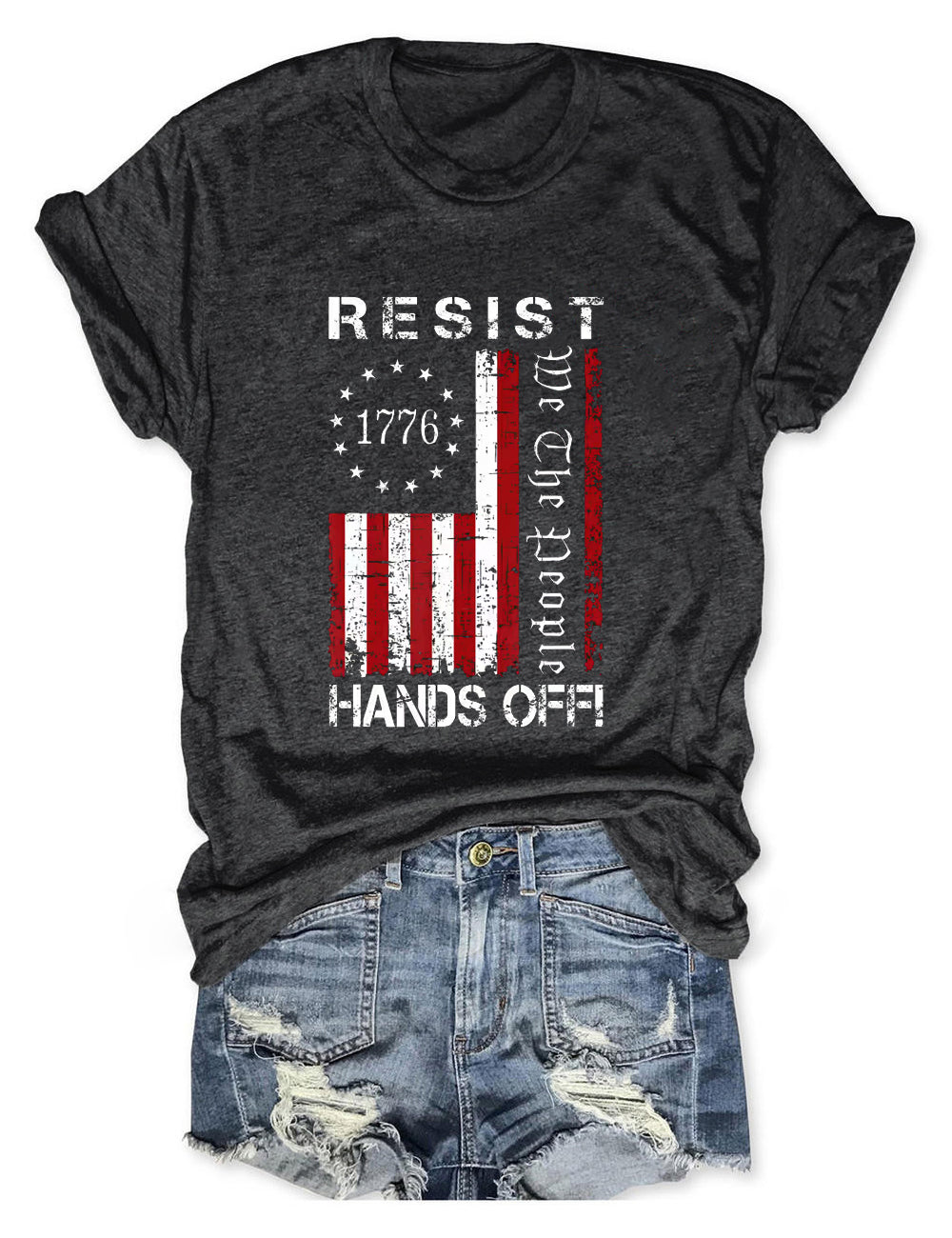 Resist Hands Off Protest Vintage We The People American Flag T-Shirt