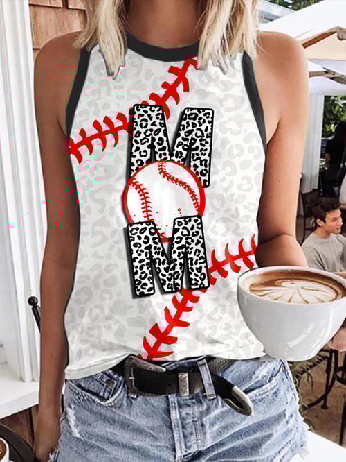 Damen Retro Baseball Mom Leopardenmuster Tank Top
