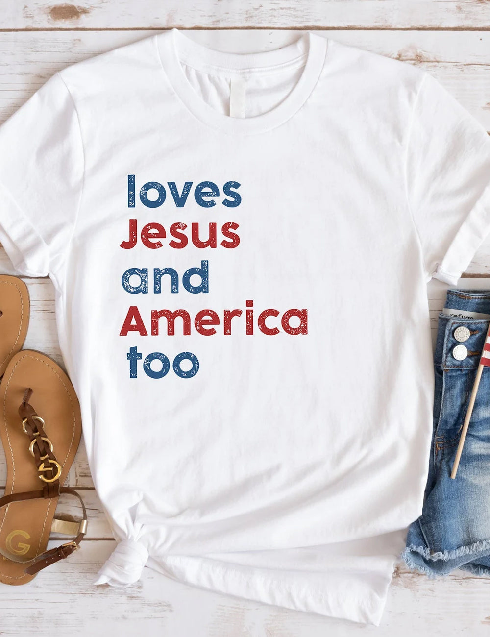 Love Jesus And America Too Tee