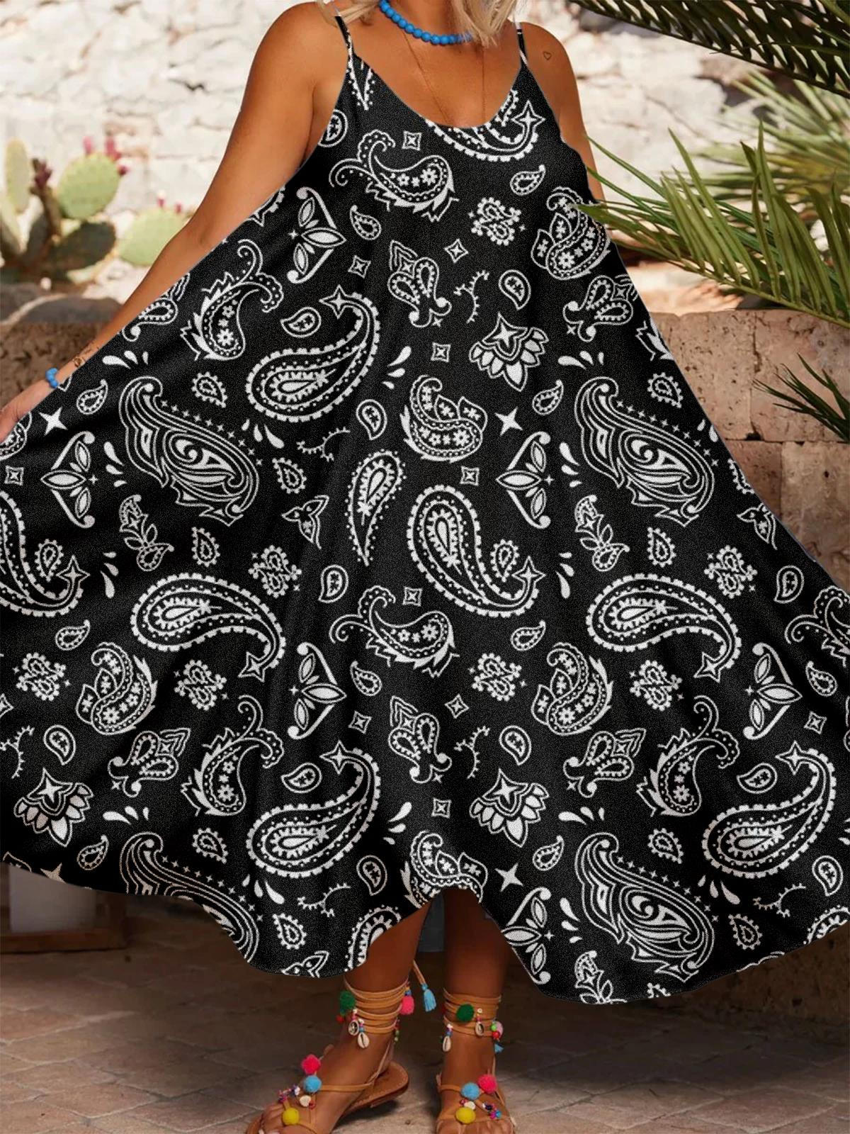 Paisley spaghetti strap dress