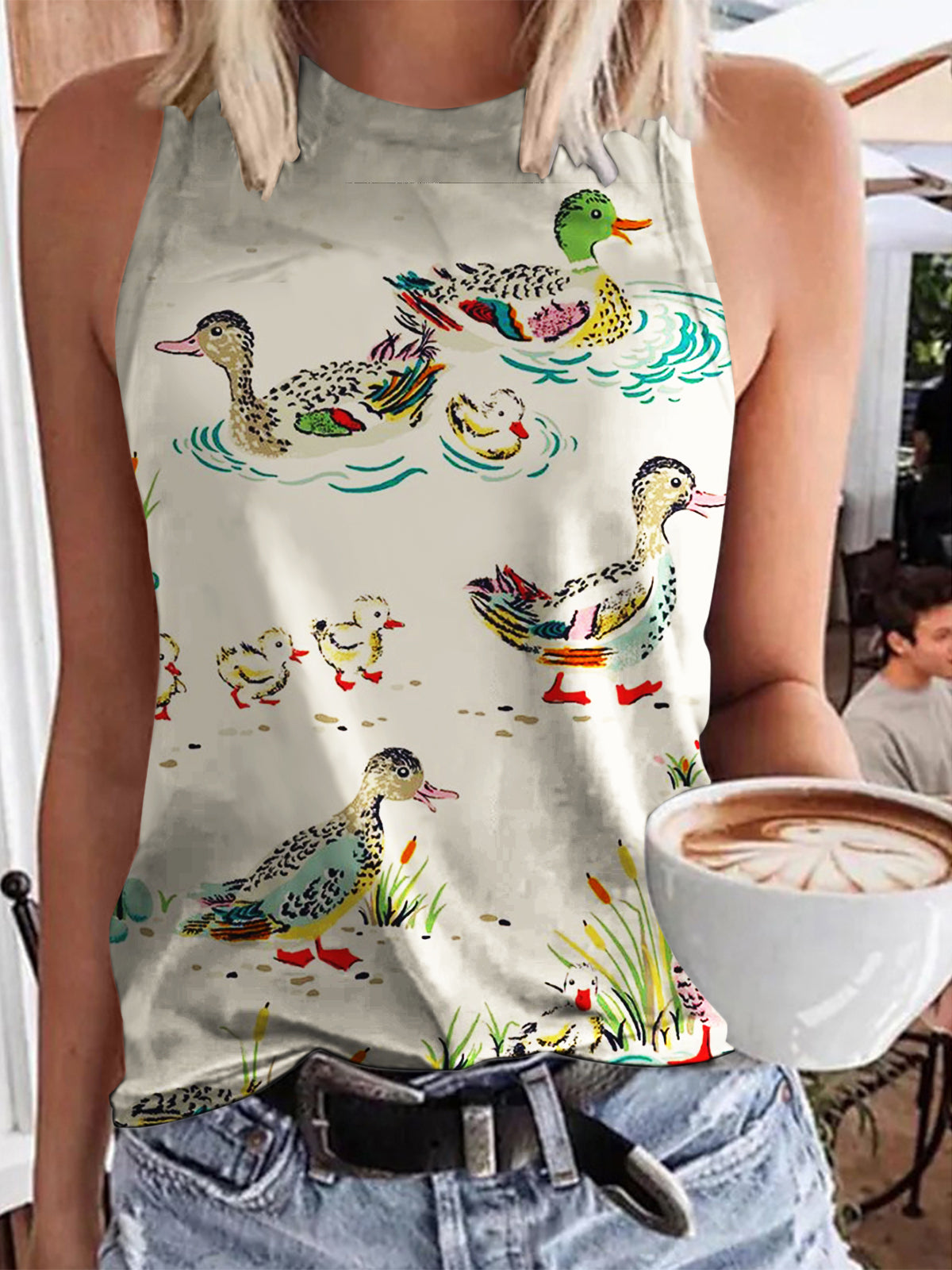 Vintage Duck Print Tank Top