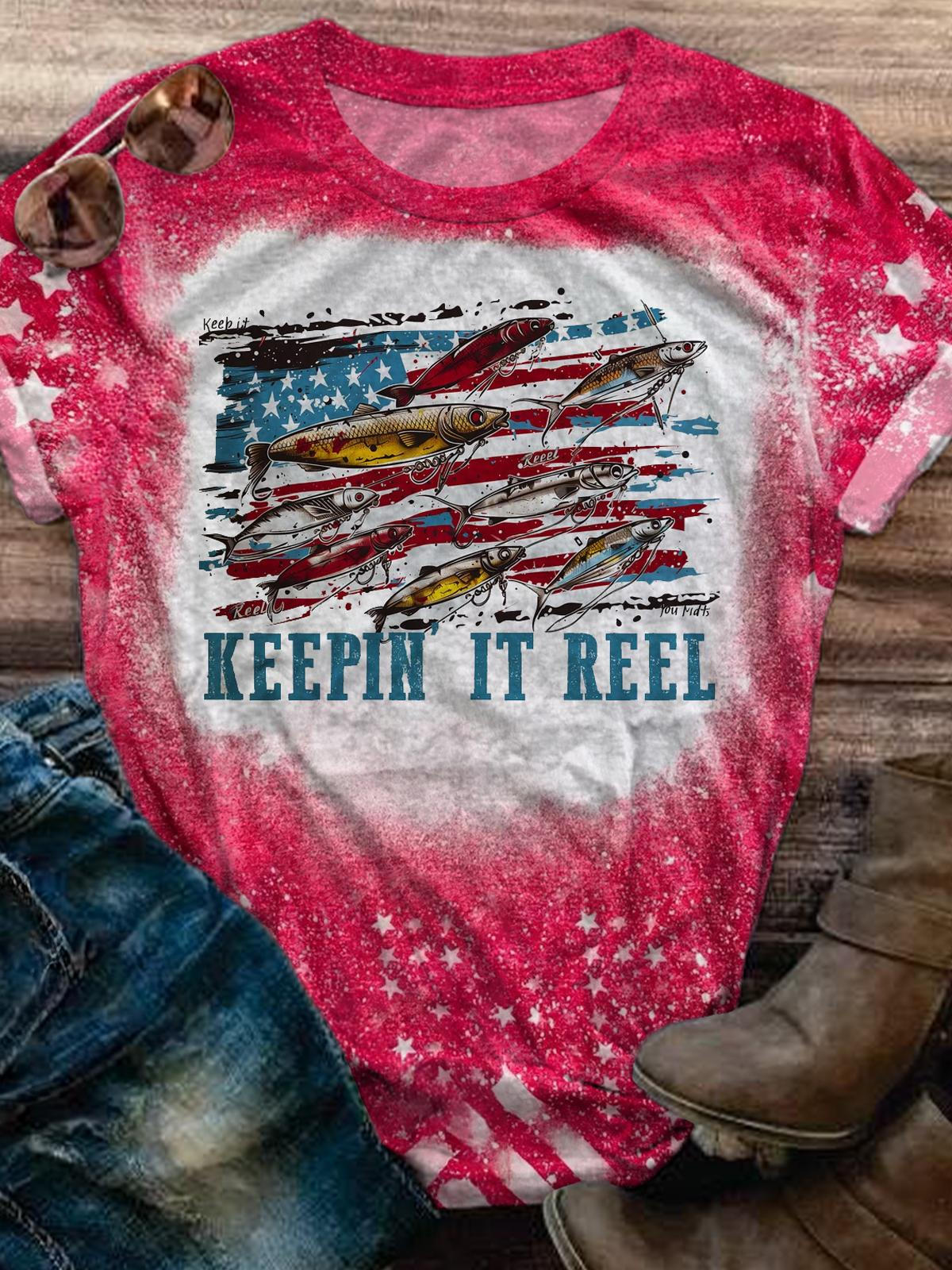 Keepin' It Reel Amerika Fisch Flagge T-shirt