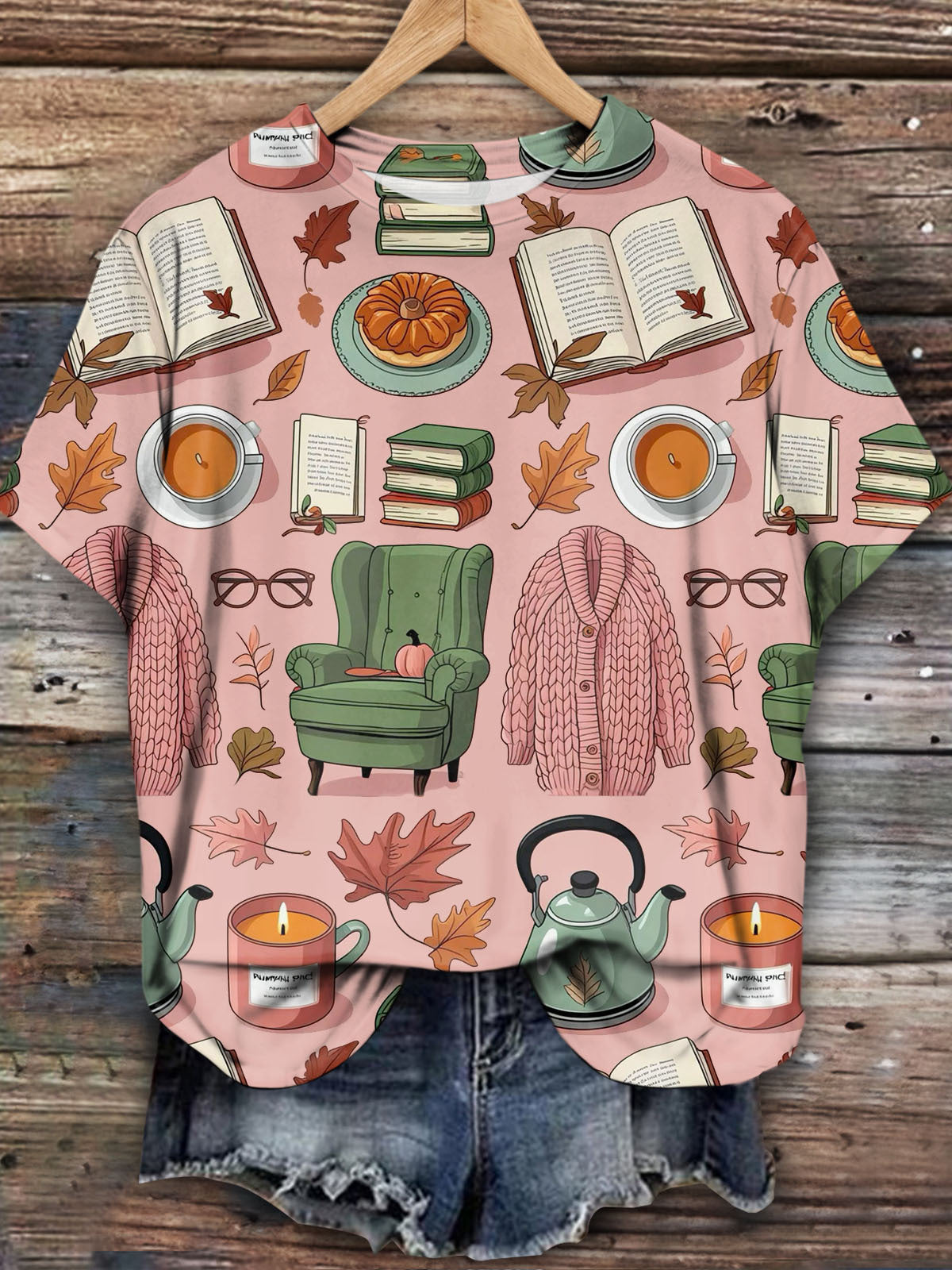 Lesetag Süßes Buchliebhaber-Nachmittagstee-Spaß-Print-T-Shirt