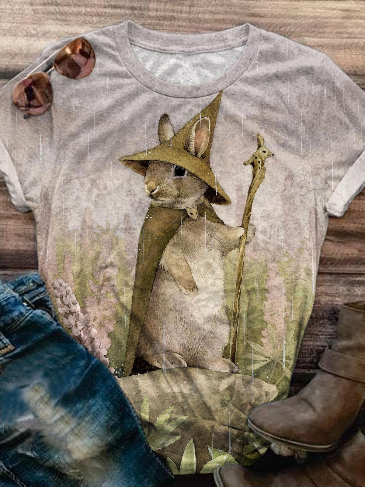 Women's Funny Mouse Print Casual Top