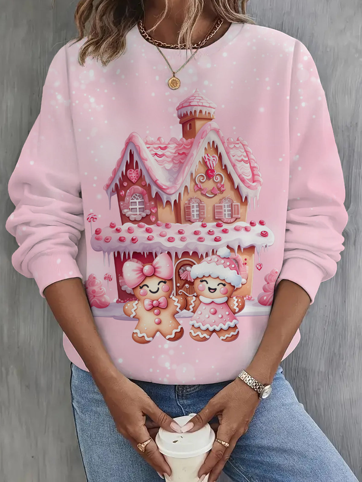 Süßes weihnachtliches Lebkuchen-Langarm-Freizeitoberteil