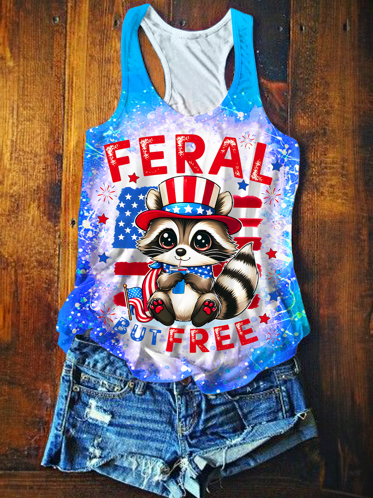 Feral But Free Printed Casual Tank Top