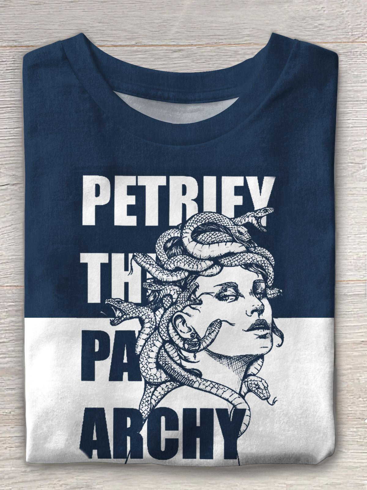 Contrast Medusa Print Crew Neck T-shirt