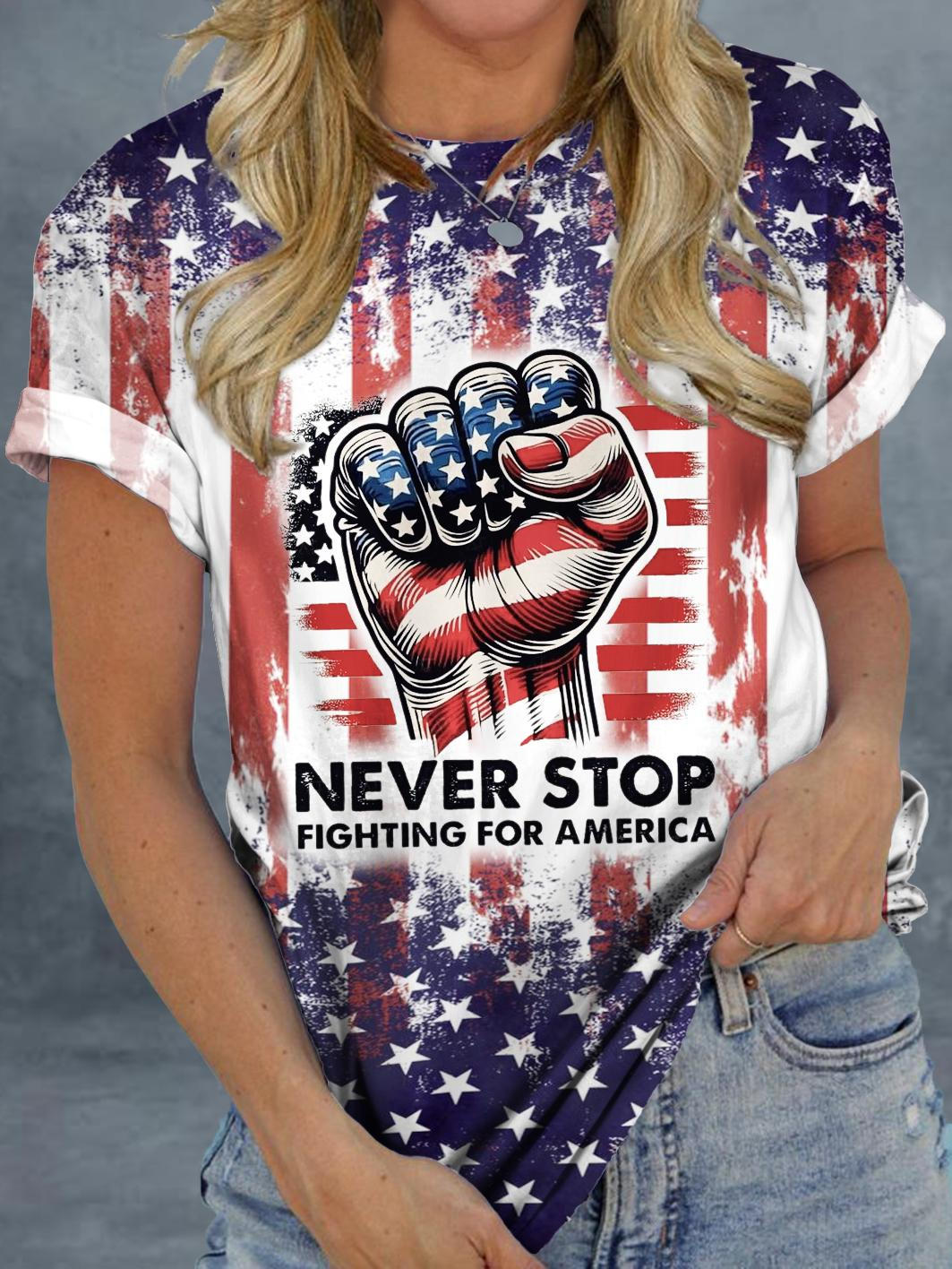 Independence Day Fight For America Crew Neck T-shirt