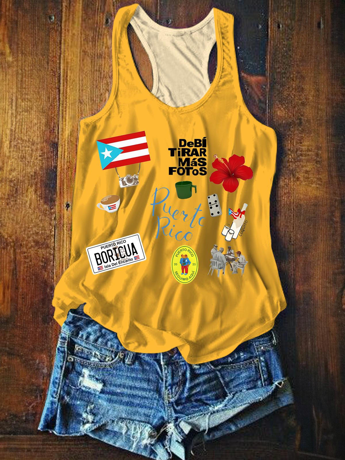 Bad Bunny Yellow Fun Cartoon Printed Casual Tank Top