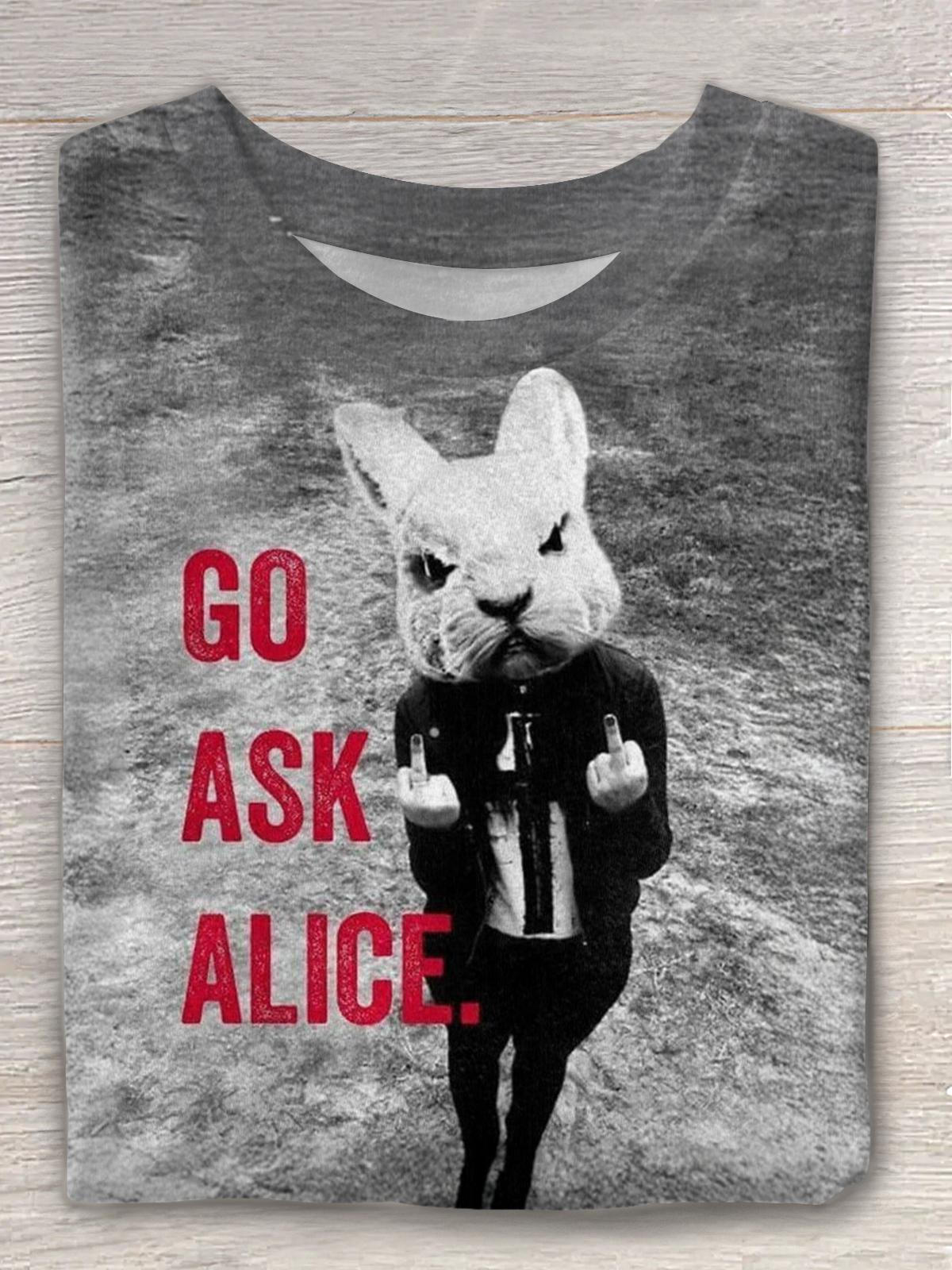 Fun Rabbit Print Crew Neck T-shirt