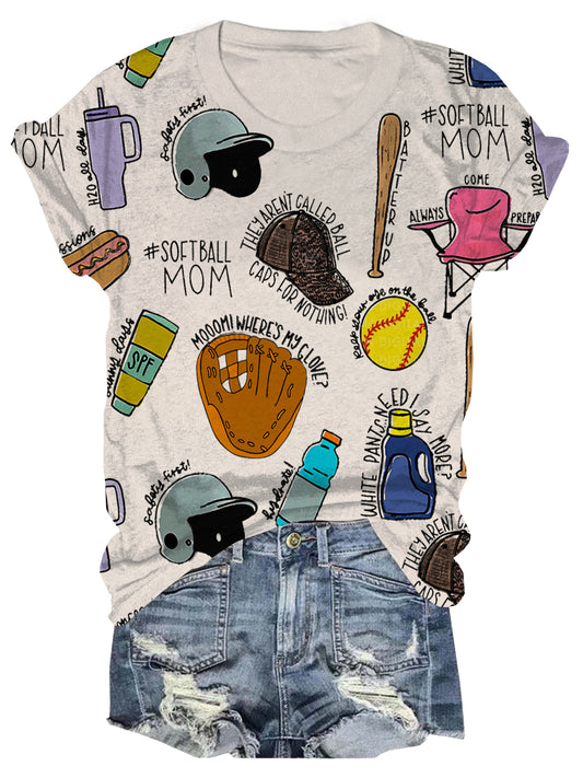 #Softball Mom Crew Neck T-shirt