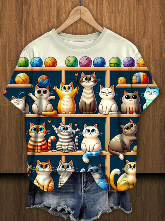 Funny Cats Crew Neck T-shirt