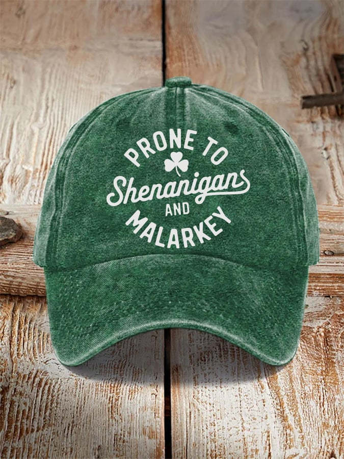 Baseballkappe mit Aufdruck „Prone To Shenanigans And Malarkey“ zum St. Patrick's Day