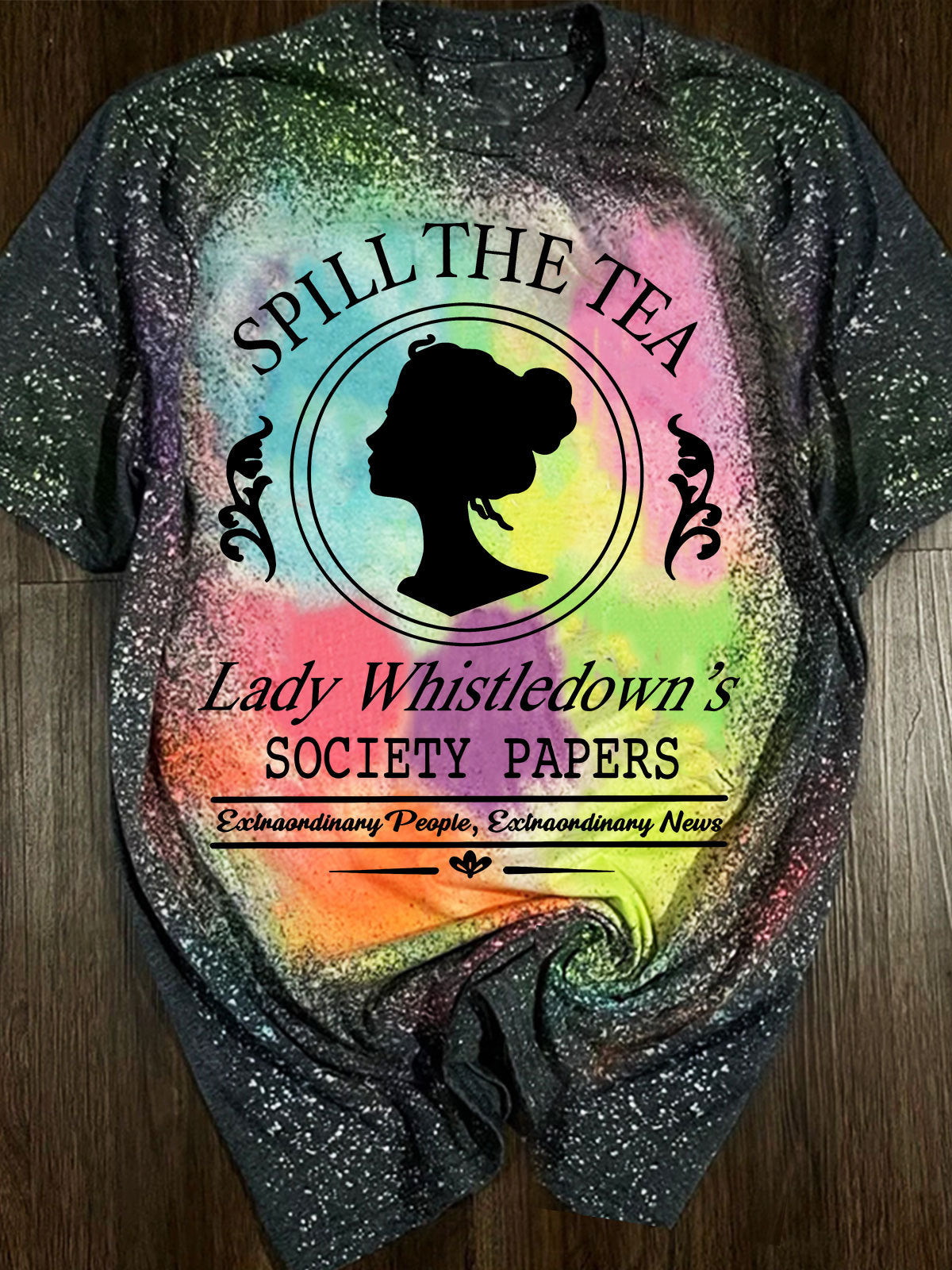 Spill The Tea Lady Whistledown's Society Papers Print Crew Neck T-shirt