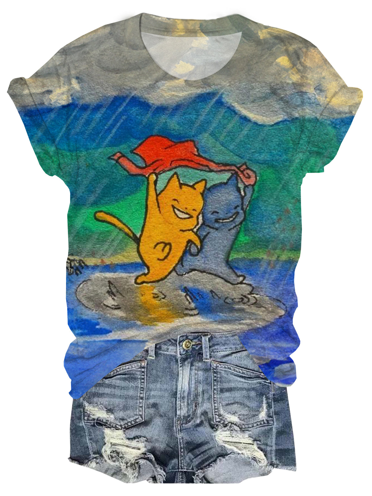 Running In The Rain Crew Neck T-shirt