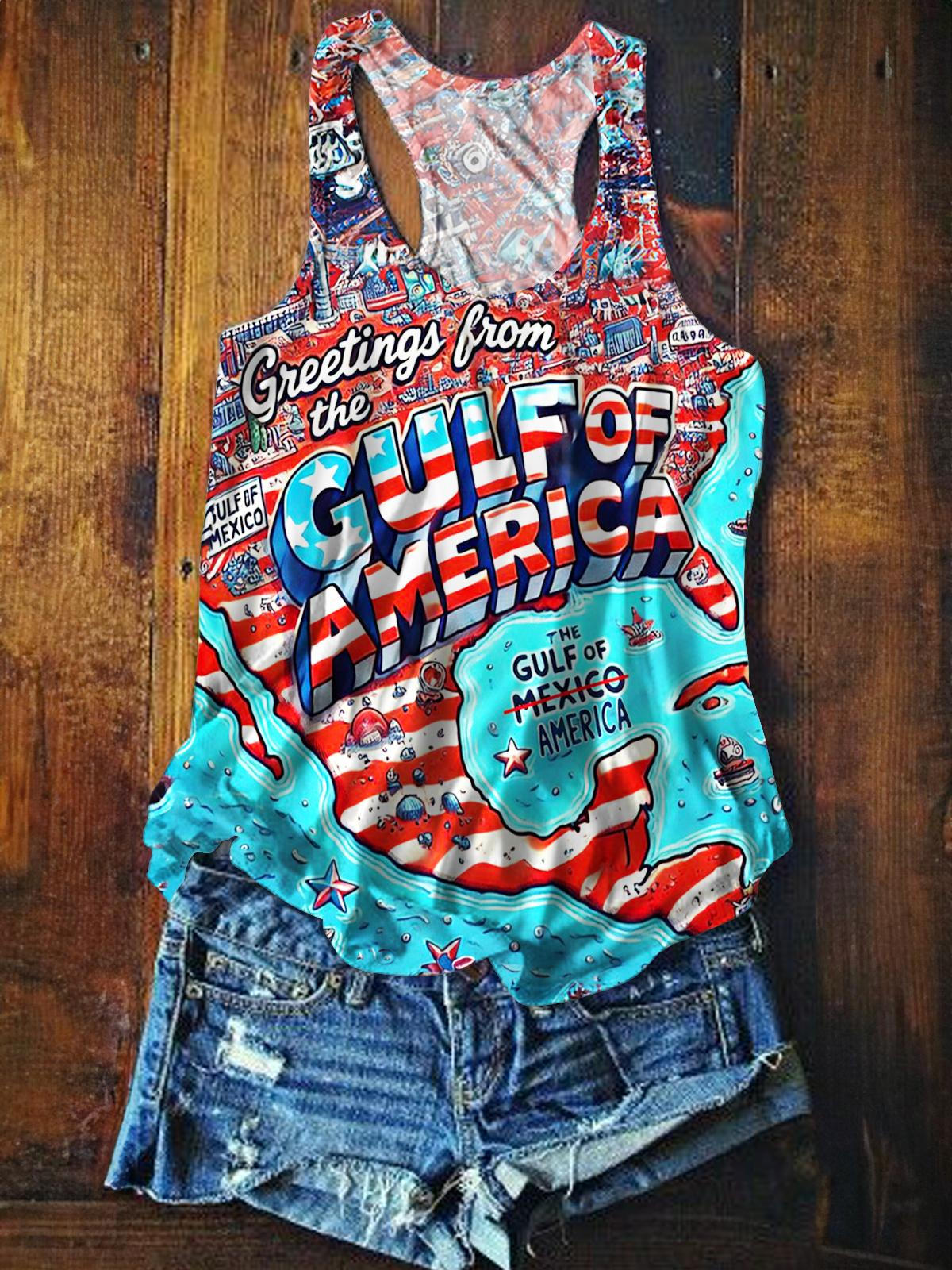 American Gulf Vintage Independence Day Printed Casual Tank Top