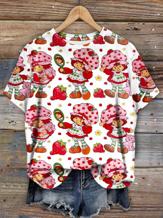 Strawberry Shortcake Print Crew Neck T-shirt