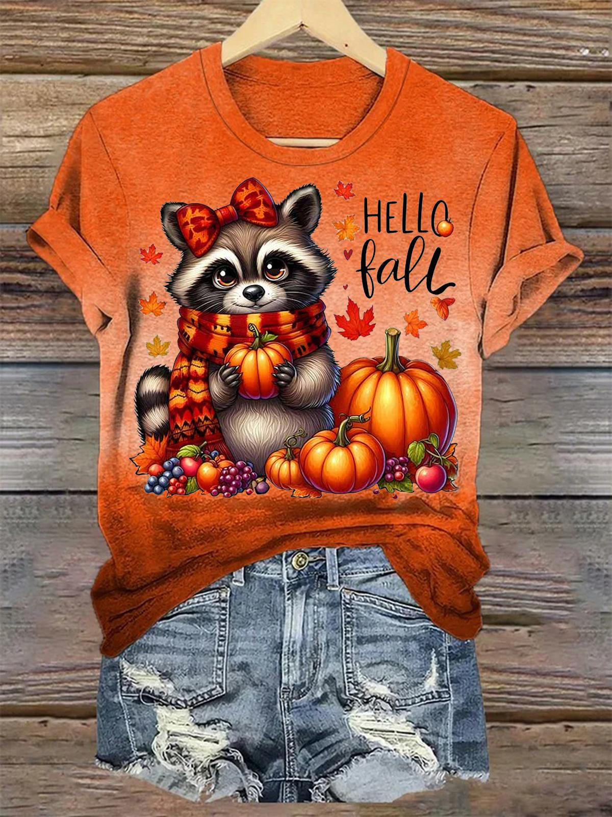 Hallo Herbst T-Shirt mit Rundhalsausschnitt