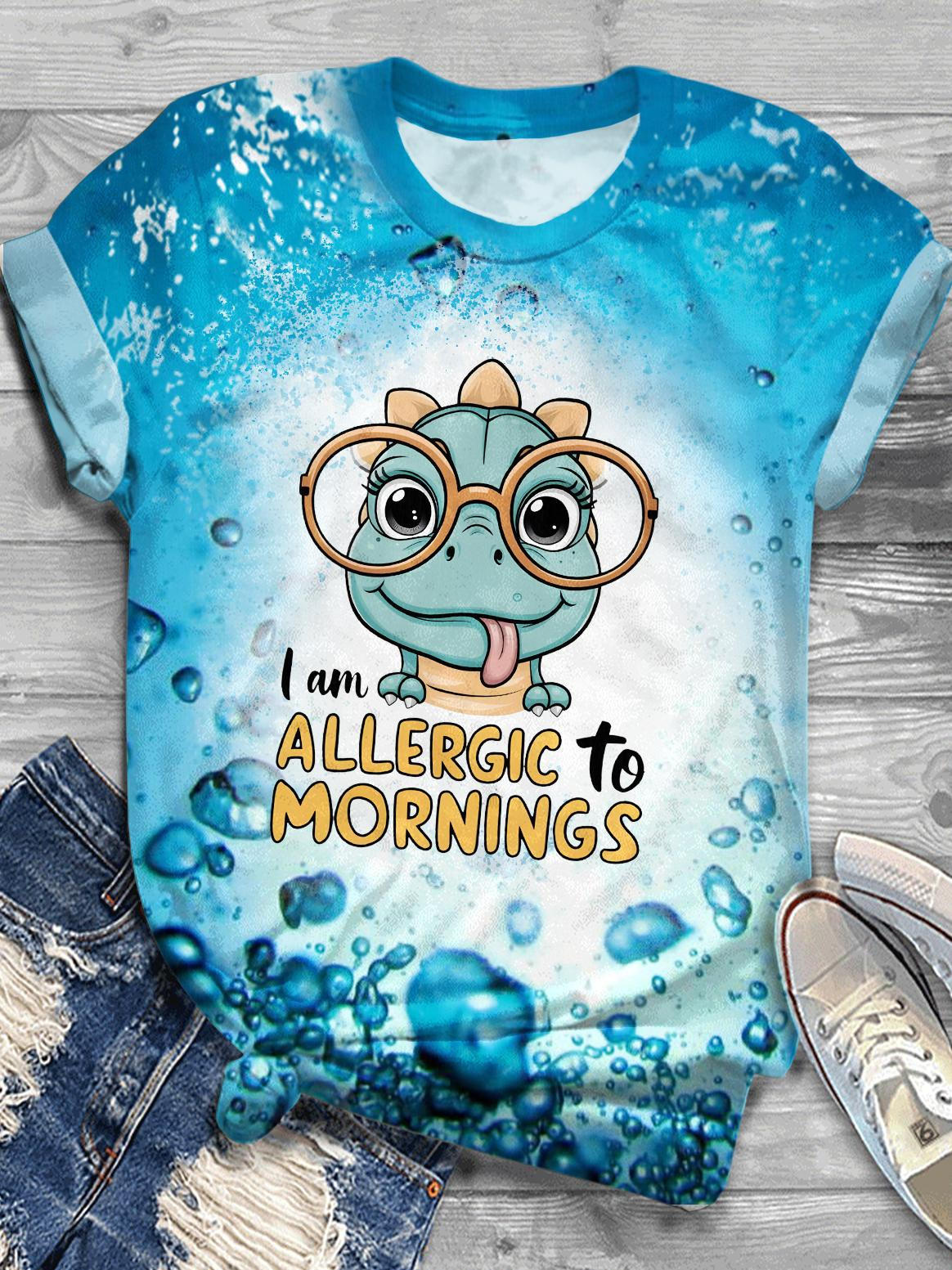 Fun Turtle Print Crew Neck T-shirt