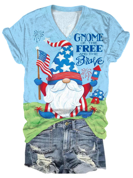 Gnome Of Free V-Neck T-Shirt