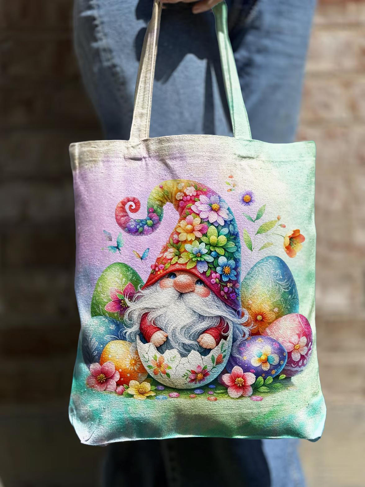 Ostern Gnome Tie Dye Schulter Reißverschluss Canvas Tasche