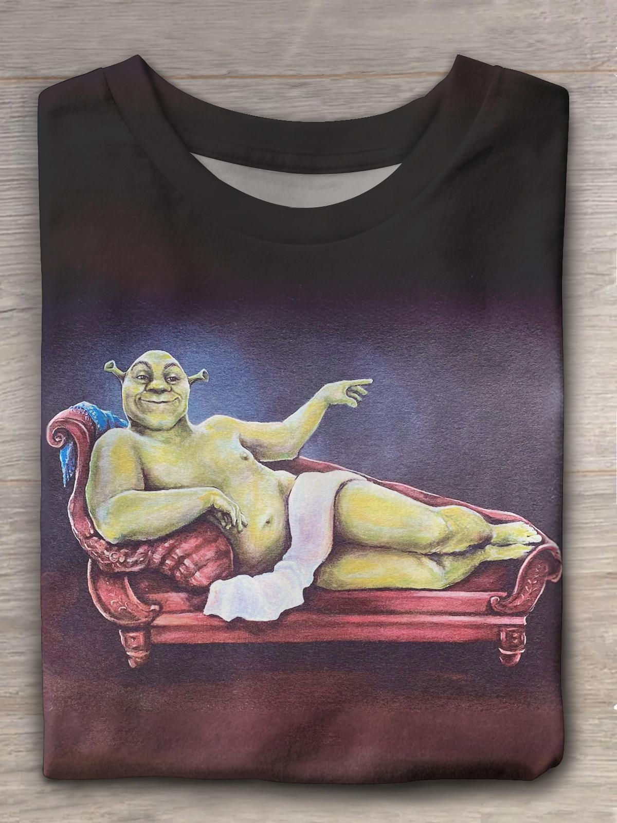 T-Shirt mit Rundhalsausschnitt und „Renaissance Shrek“-Print