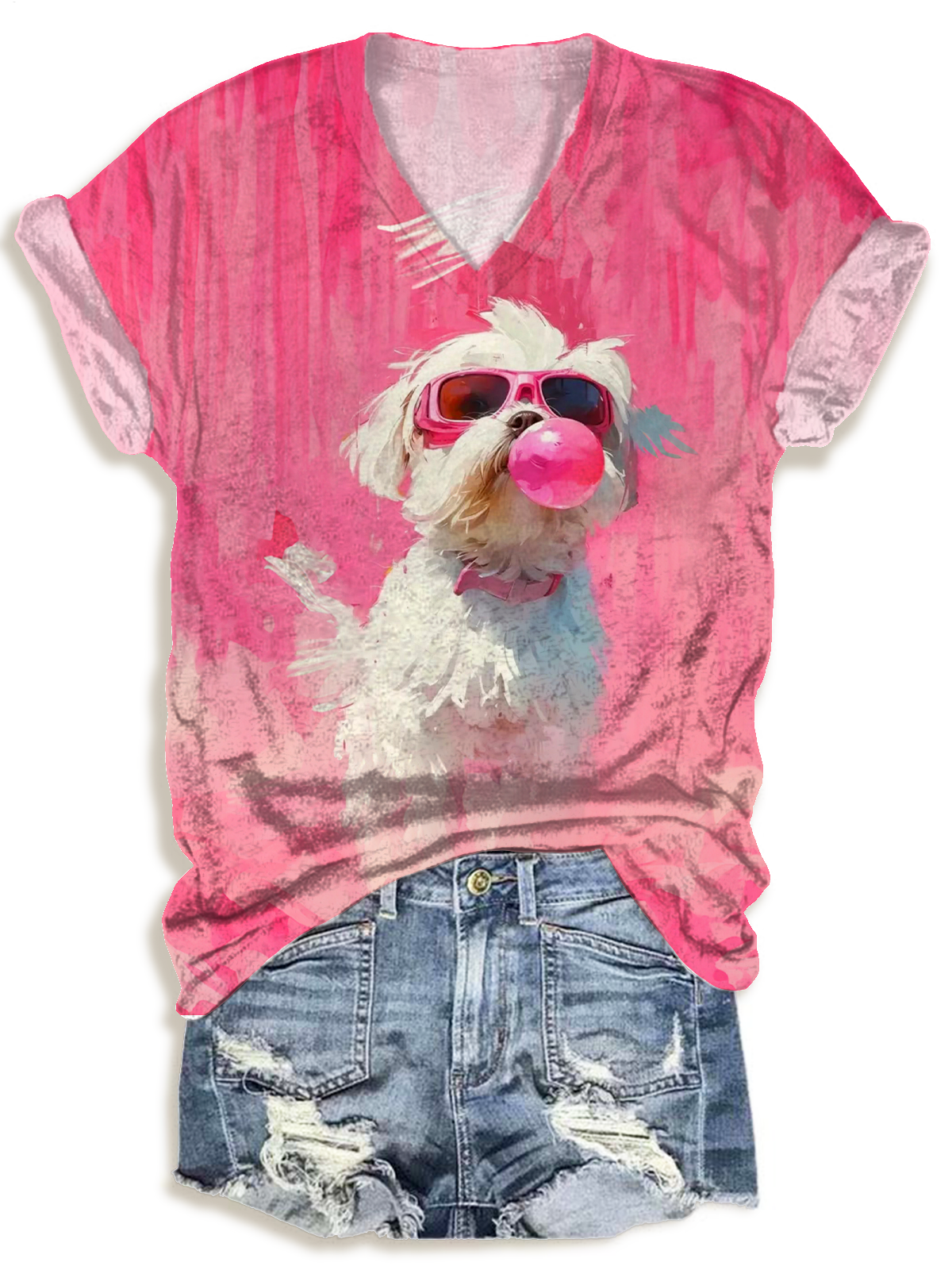 Funny Dog V-neck T-Shirt