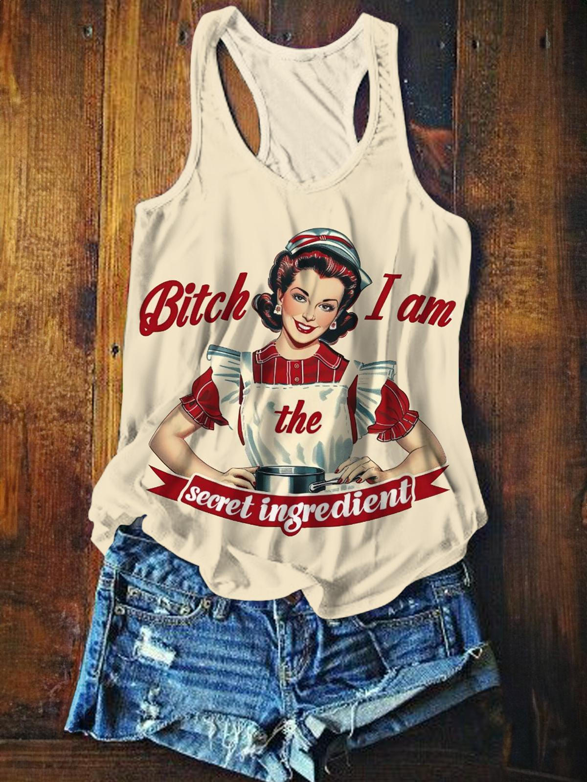 Bitch, ich bin die geheime Zutat, ironisches Tanktop im Vintage-Print