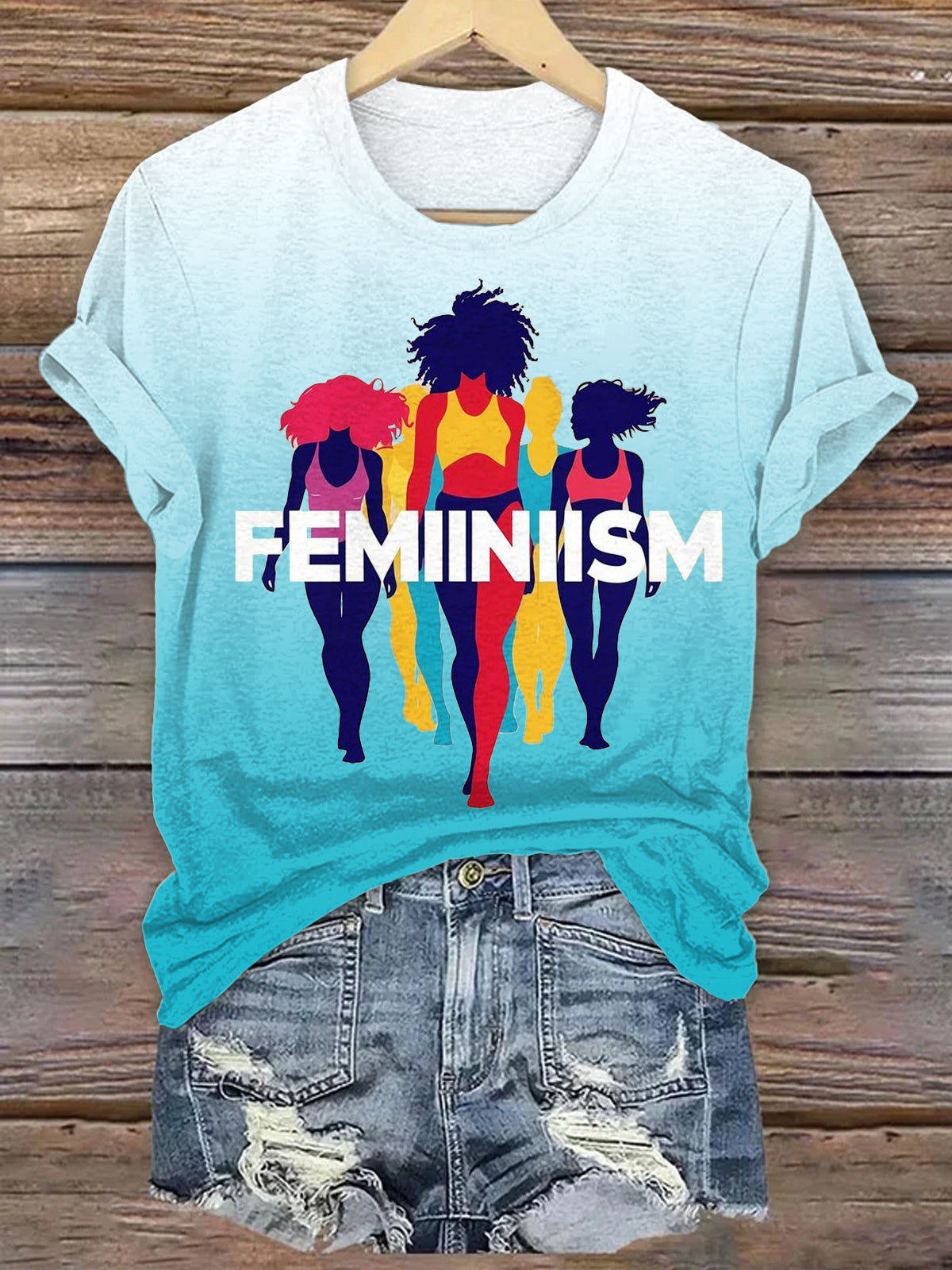 Empowering Feminist Art Print Crew Neck T-shirt